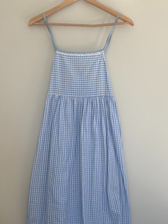 Dresses & Skirts - Light Blue Gingham Maxi Dress with Spaghetti Straps